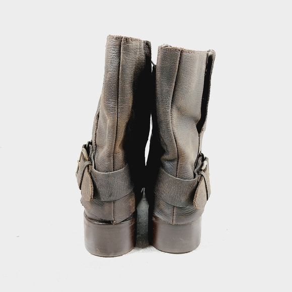 Adam tucker Ledger Brown Leather Block Heel Zip Up Ankle Boots K710 - Picture 6 of 11